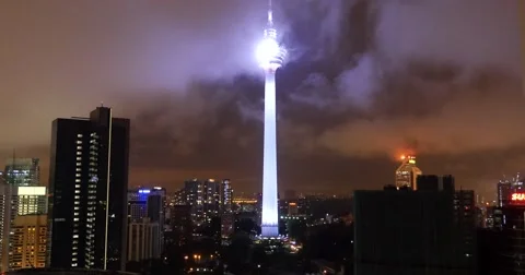 Cityscape view of Menara KL tower Kuala Lumpur, Malaysia Stock Footage 58976926