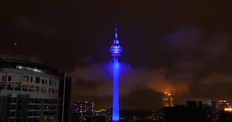 Cityscape view of Menara KL tower Kuala Lumpur, Malaysia Stock Footage 58977278