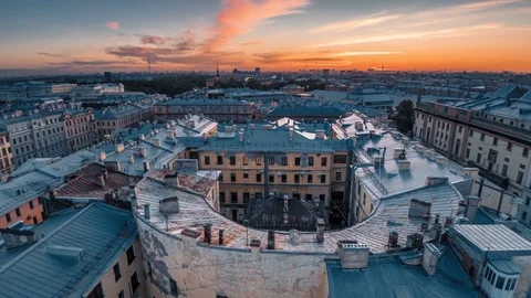 Cityscape view over the rooftops of St. Petersburg Vídeo Stock 80206443