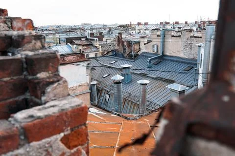 Cityscape view over the rooftops of St. Petersburg. Stock Photos