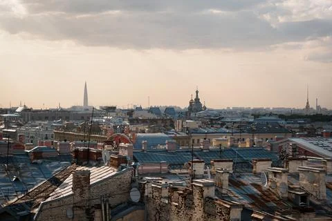Cityscape view over the rooftops of St. Petersburg. Stock Photos