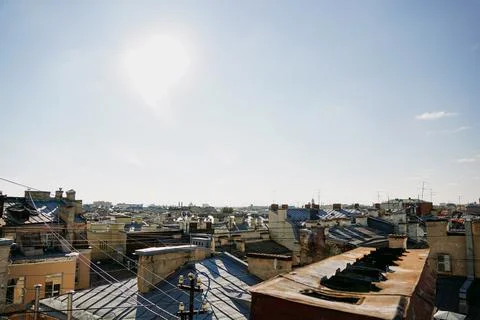 Cityscape view over the rooftops of St. Petersburg. View of the rooftops Stock Photos