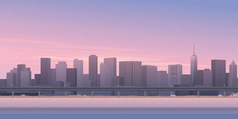 Cityscape view from sidewalk have silhouette skyscraper and dramatic sky ba.. Stock Illustration