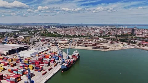 Cityscape view of urban development near the waterfront in summer Stock Footage 339017867