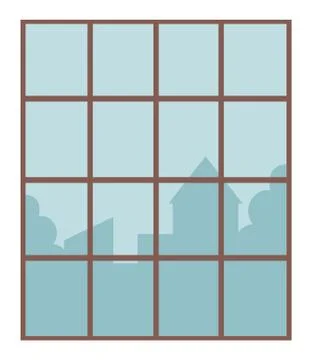 Cityscape from Window, Glazed Opening in Wall Illustrazione stock