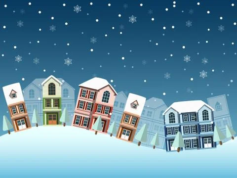 Cityscape winter Stock Illustration