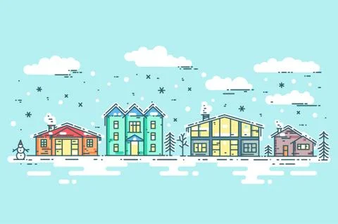 Cityscape in winter Stock Illustration