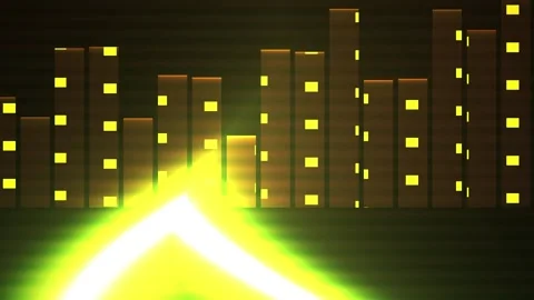Cityscape with yellow lights at night. Stock Footage 337500772