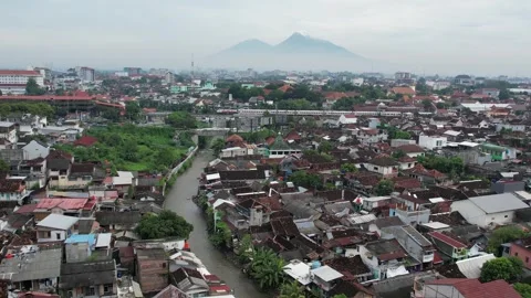 Cityscape of Yogyakarta, Merapi Mountain 動画素材 306271703