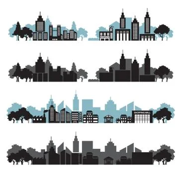 Cityscapes set Stock Illustration