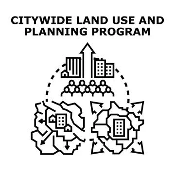 Citywide land use planning program development concept Stock Illustration