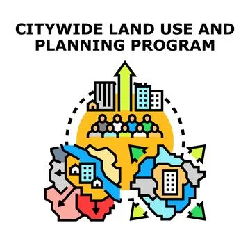 Citywide land use planning program development concept Stock Illustration