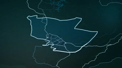 Ciudad de la Paz Equatorial Guinea Glowing Digital Map Animation 4K Stock Footage 338175012