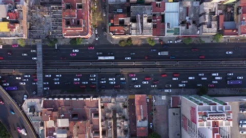 Ciudad de Mexico Calzada de Tlalpan Metro Zenital Trafico 3 Stock Footage 106173660