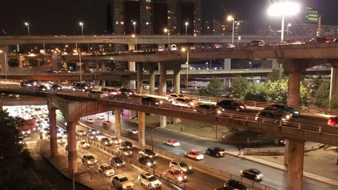 Ciudad de Mexico Niveles Segundo Piso Periferico Lateral Noche 2 Stock Footage 106177431