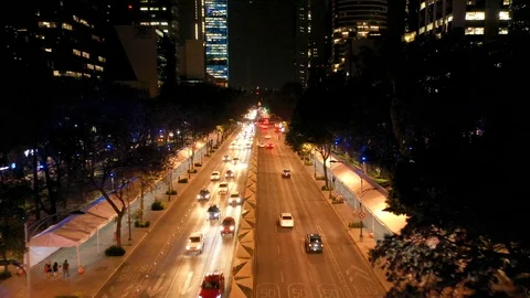 Ciudad de Mexico Paseo de la Reforma vuelo de noche 2 Stock Footage 106176989
