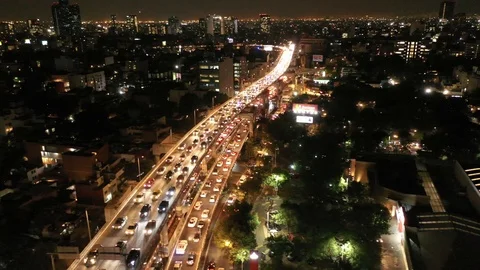 Ciudad de Mexico Segundo piso Periferico Trafico Noche 2 Stock Footage 106177470