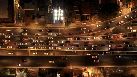 Ciudad de Mexico Segundo piso Periferico Trafico Zenital  Noche 3 Stock Footage 106177726