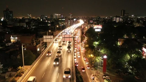 Ciudad de Mexico Segundo piso Periferico Trafico Noche 1 Vidéo 106178095
