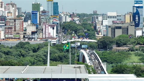 Ciudad del Este Walking POV Turns Corner Into Commercial Lane as Shops Close Vídeo Stock 331638658