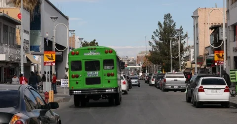 Ciudad Juarez Mexico busy business traffic near border to El Paso Texas 4K Stock Footage