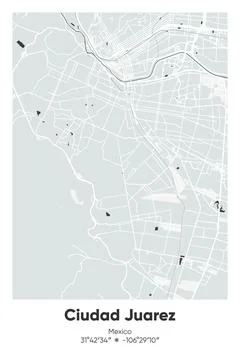 Ciudad Juarez, Mexico - vector map of city in Gray, Blue, Green, White colors Stock-Illustration