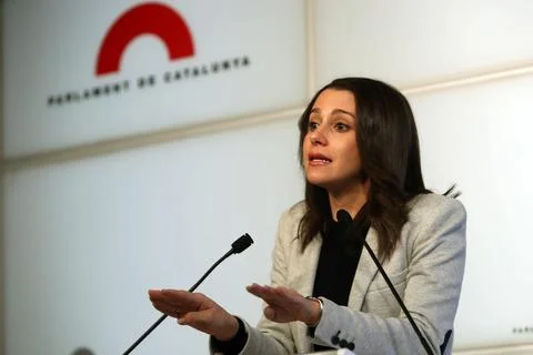 Ciudadano's candidate Ines Arrimadas offers press conference, Barcelona, Spain - Stock Photos