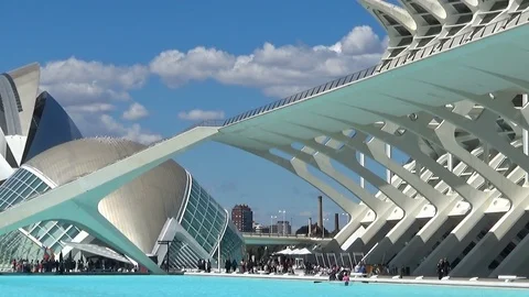 The Ciutat de les Arts in Valencia, Museum and Planetarium. Stock Footage 106949162