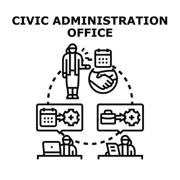 Civic administration office process with public services Stock Illustration