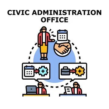 Civic administration office process with public services Stock Illustration