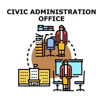 Civic administration office serving citizens concept Stock Illustration