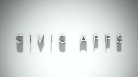 Civic Apps 3D title animation with shadows on a white background Stock Footage 296616758