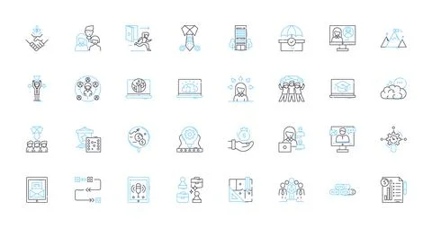 Civic association linear icons set. Community, Advocacy, Participation Stock Illustration