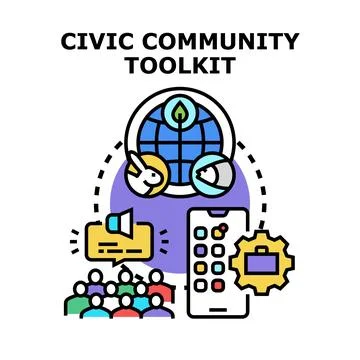 Civic community toolkit for global activism and public advocacy Stock Illustration
