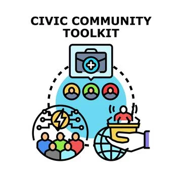 Civic community toolkit for social development and engagement Stock Illustration