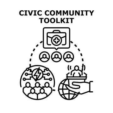 Civic community toolkit for social development and engagement Stock Illustration