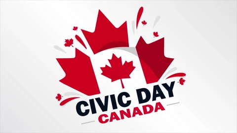 Civic day canada flag logo maple leaf Stock Footage 340036756