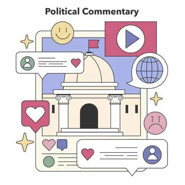 Civic Discourse set. Engaging in societal debates and global issues through Stock Illustration