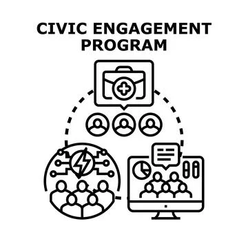 Civic engagement program inspiring community participation Stock Illustration