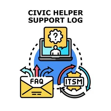 Civic helper support log system process flow Stock Illustration
