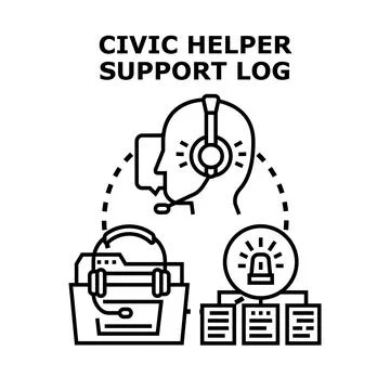 Civic helper support logging and problem incident management Stock Illustration