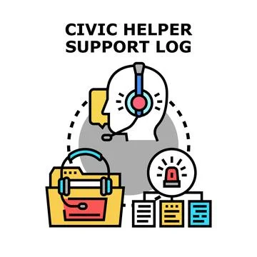 Civic helper support logging and problem incident management Stock Illustration