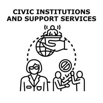 Civic institutions providing support services and communication Stock Illustration