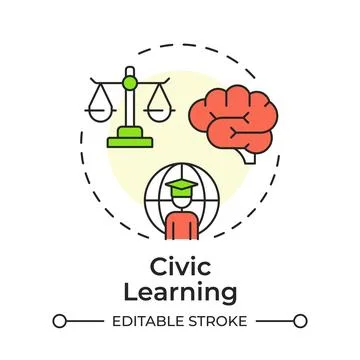 Civic learning multi color concept icon Stock Illustration