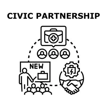 Civic partnership concept for community development Illustrazione stock