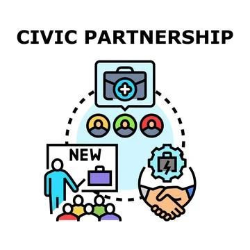 Civic partnership concept for community development 库存插图