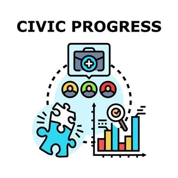 Civic progress concept for community and social development Stock Illustration