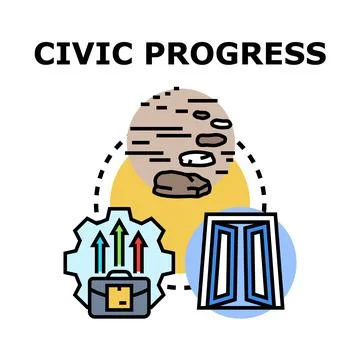 Civic progress concept illustrating urban development and community growth Stock Illustration