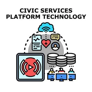 Civic services platform technology creating digital government solutions Stock Illustration
