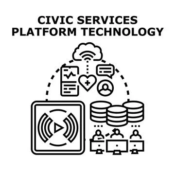 Civic services platform technology creating digital government solutions Stock Illustration